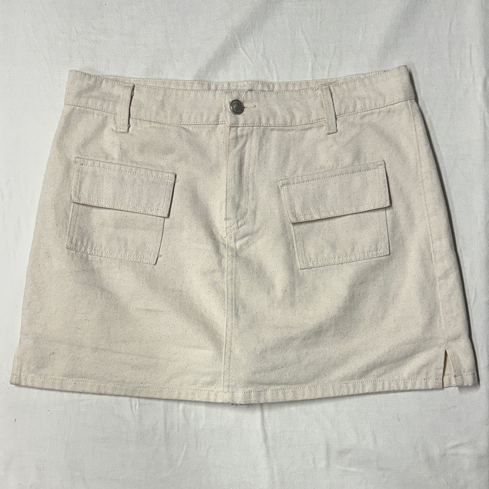 Princess Polly Cream Canvas Mini Skirt with built in shorts